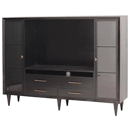 4 Drawer Media Wall in Burnished Black